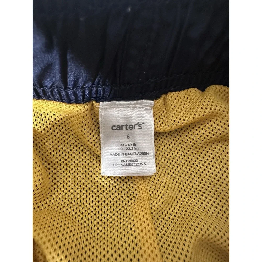 Carter's Boys Size 6 Navy Blue Snow Pants Yellow Stripe Insulated Ski